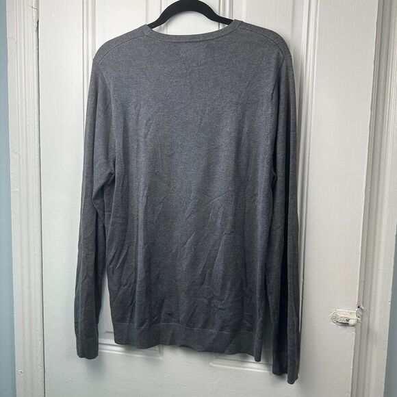Nordstrom Sweater Mens Medium Gray Silk Blend Knit Preppy Long Sleeve Crewneck - Picture 6 of 7